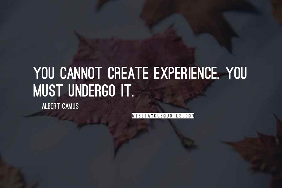 Albert Camus Quotes: You cannot create experience. You must undergo it.