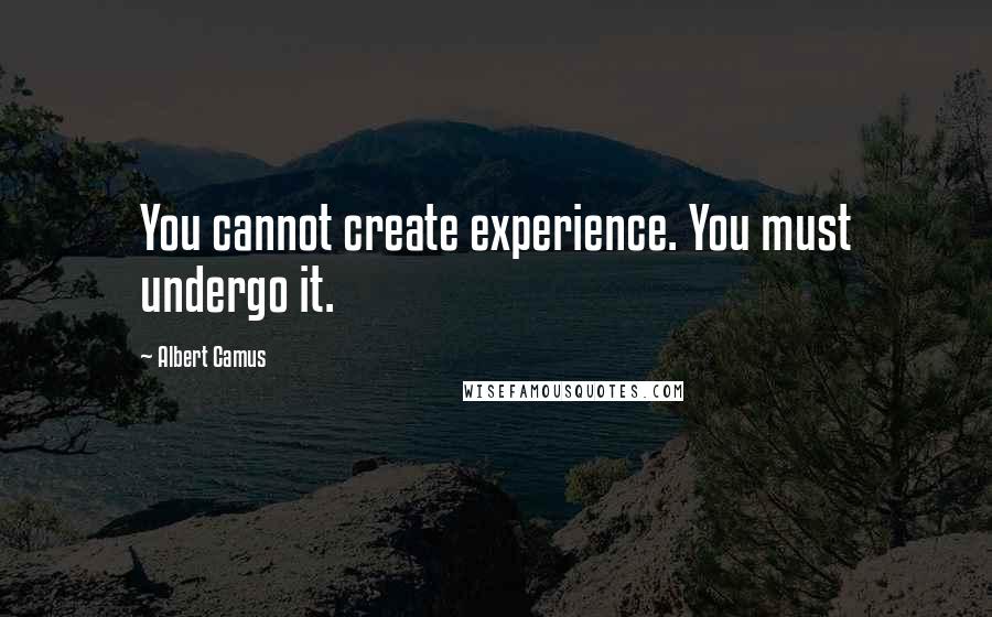 Albert Camus Quotes: You cannot create experience. You must undergo it.