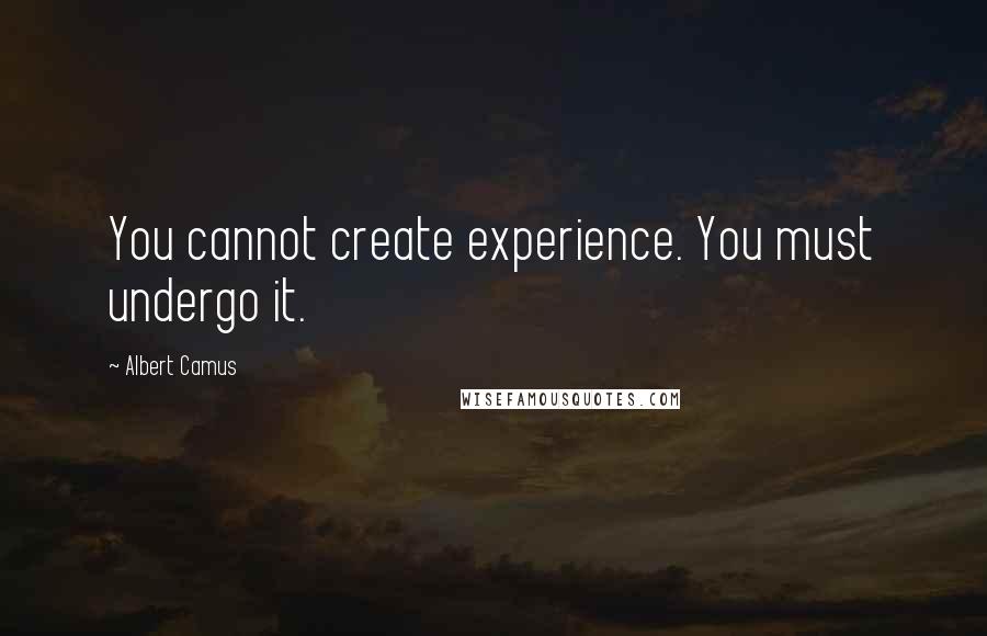 Albert Camus Quotes: You cannot create experience. You must undergo it.