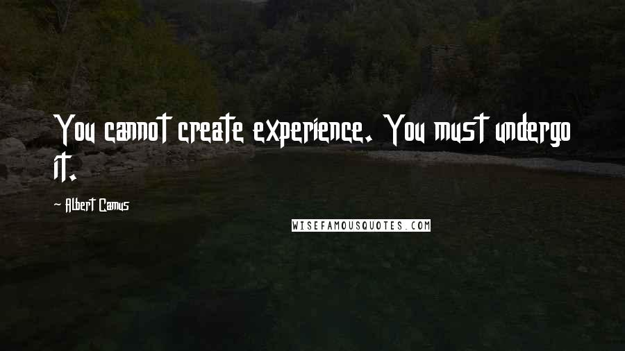 Albert Camus Quotes: You cannot create experience. You must undergo it.