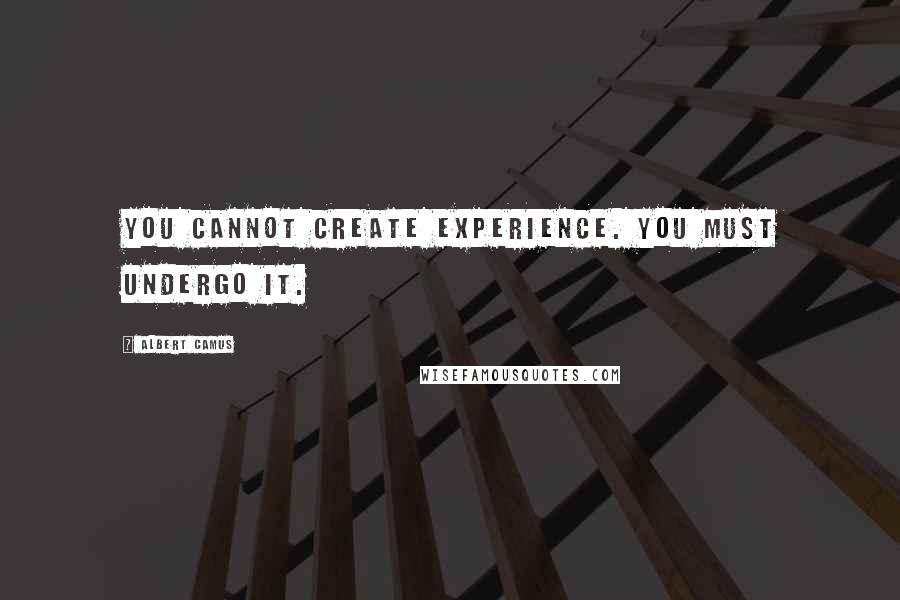 Albert Camus Quotes: You cannot create experience. You must undergo it.