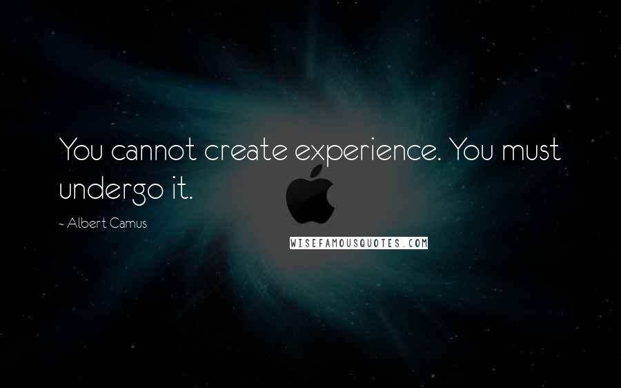 Albert Camus Quotes: You cannot create experience. You must undergo it.