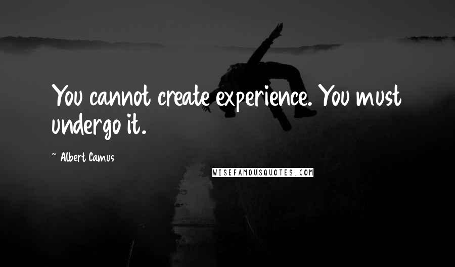 Albert Camus Quotes: You cannot create experience. You must undergo it.