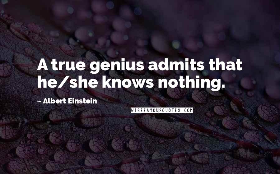 Albert Einstein Quotes: A true genius admits that he/she knows nothing.