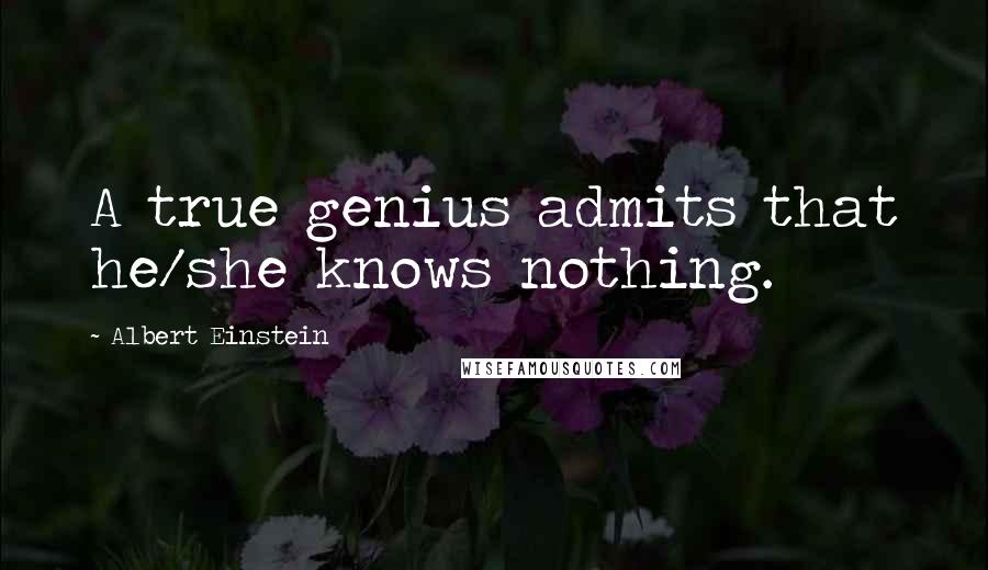 Albert Einstein Quotes: A true genius admits that he/she knows nothing.