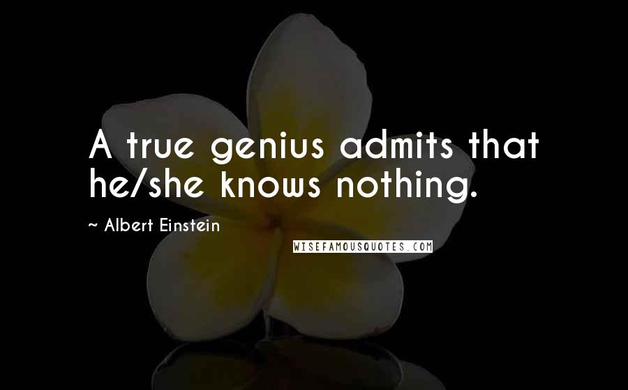 Albert Einstein Quotes: A true genius admits that he/she knows nothing.