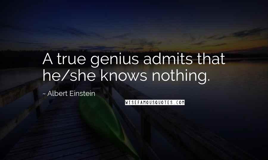 Albert Einstein Quotes: A true genius admits that he/she knows nothing.