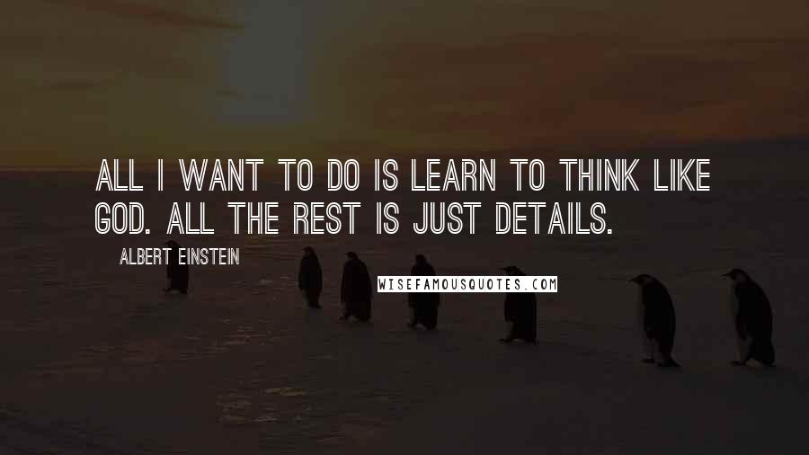 Albert Einstein Quotes: All I want to do is learn to think like God. All the rest is just details.