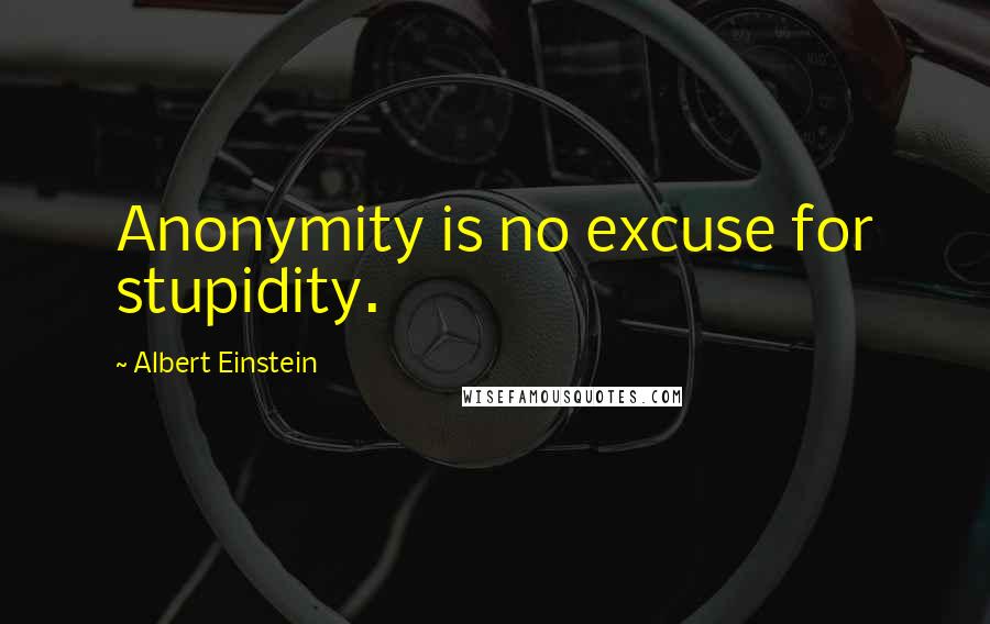 Albert Einstein Quotes: Anonymity is no excuse for stupidity.
