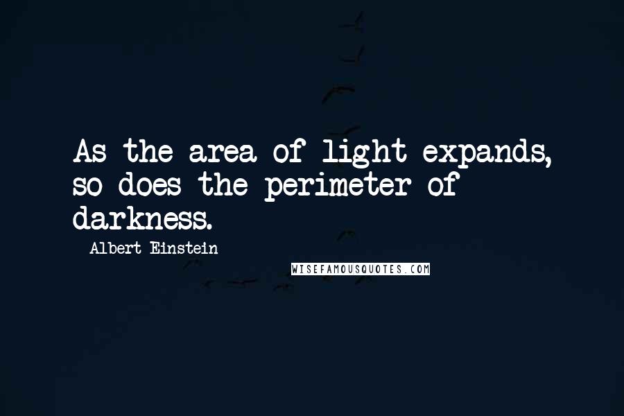 Albert Einstein Quotes: As the area of light expands, so does the perimeter of darkness.