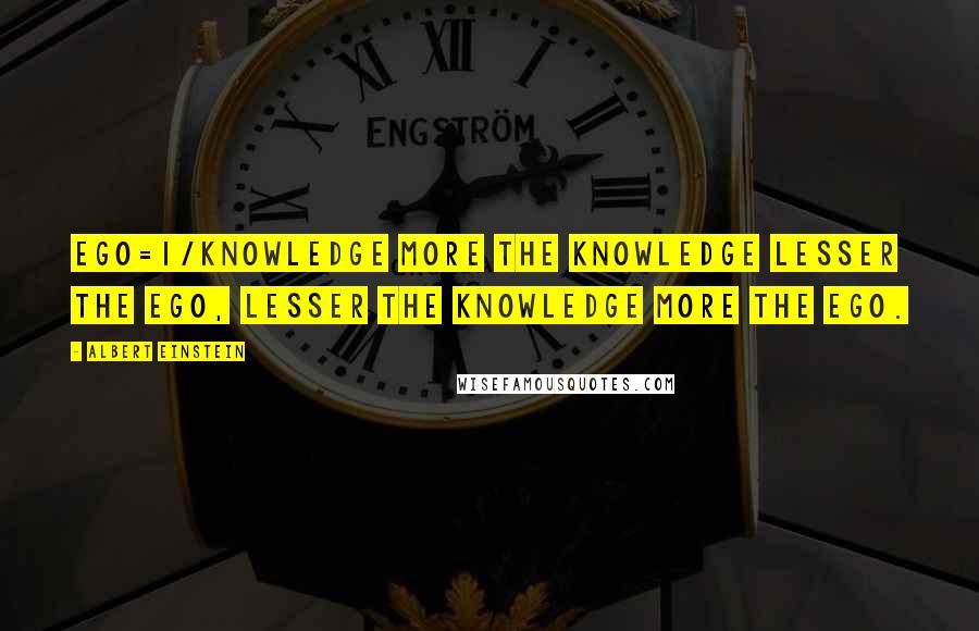 Albert Einstein Quotes: Ego=1/Knowledge More the knowledge lesser the ego, lesser the knowledge more the ego.