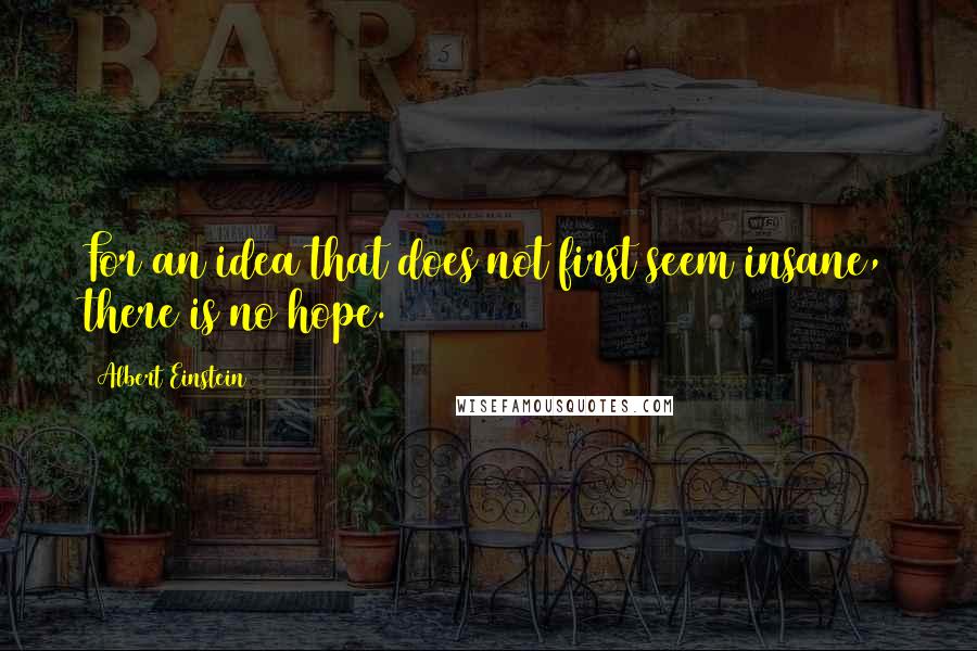 Albert Einstein Quotes: For an idea that does not first seem insane, there is no hope.