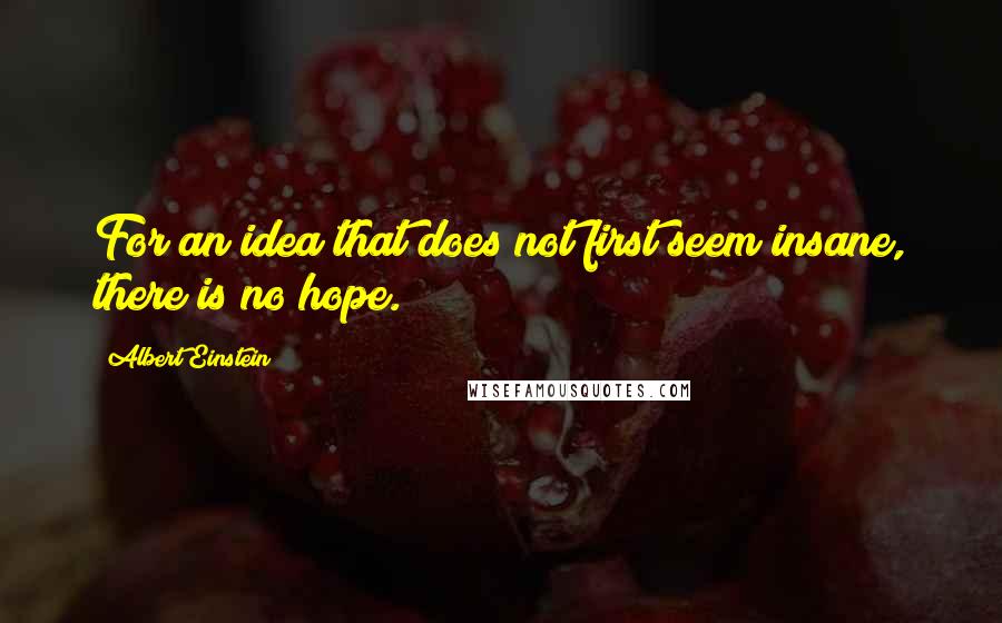 Albert Einstein Quotes: For an idea that does not first seem insane, there is no hope.