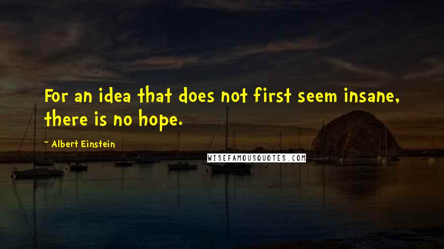 Albert Einstein Quotes: For an idea that does not first seem insane, there is no hope.