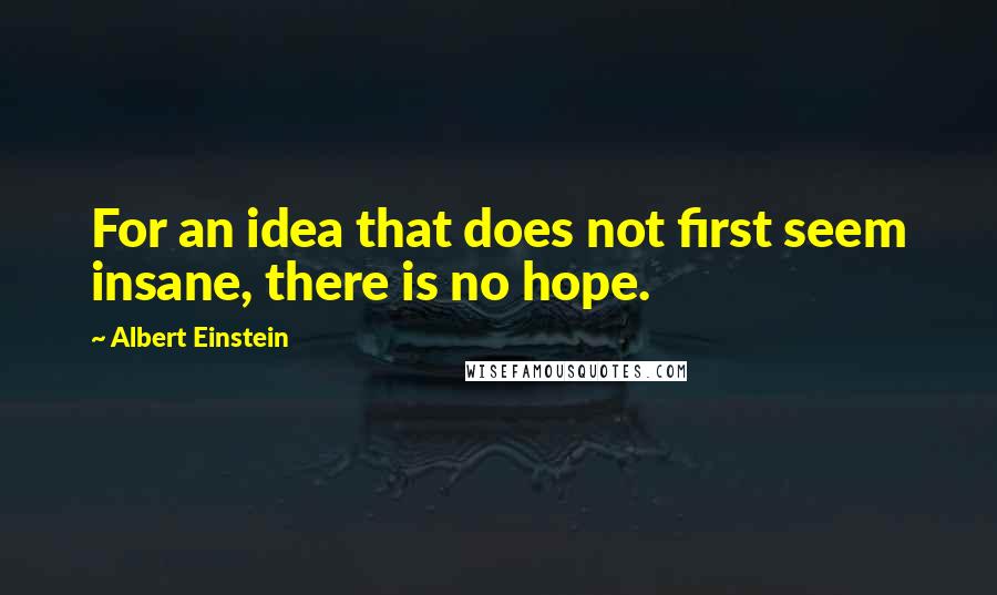 Albert Einstein Quotes: For an idea that does not first seem insane, there is no hope.
