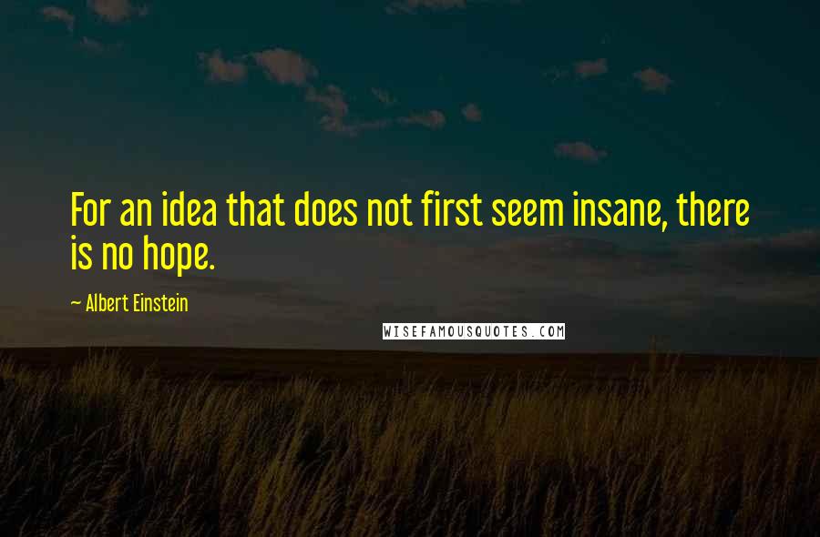 Albert Einstein Quotes: For an idea that does not first seem insane, there is no hope.