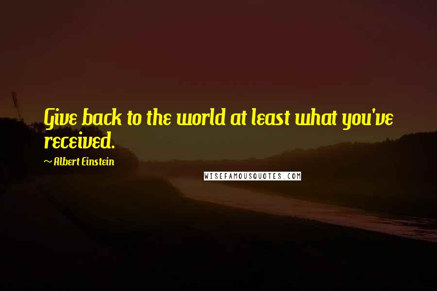 Albert Einstein Quotes: Give back to the world at least what you've received.