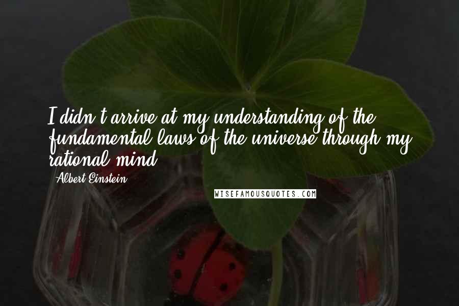 Albert Einstein Quotes: I didn't arrive at my understanding of the fundamental laws of the universe through my rational mind.