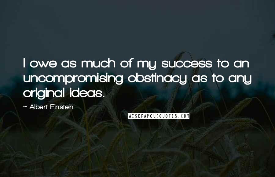 Albert Einstein Quotes: I owe as much of my success to an uncompromising obstinacy as to any original ideas.