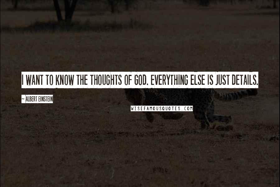 Albert Einstein Quotes: I want to know the thoughts of God. Everything else is just details.