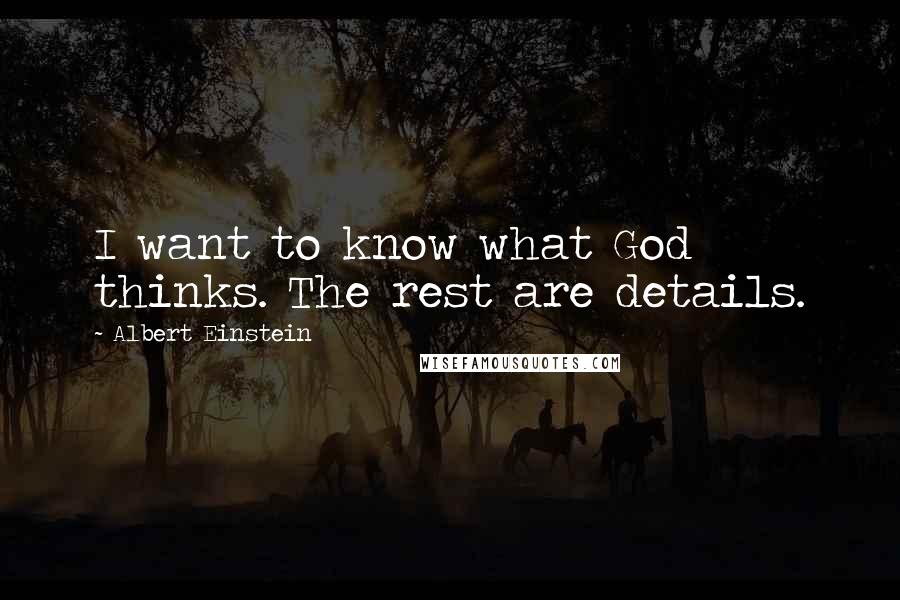 Albert Einstein Quotes: I want to know what God thinks. The rest are details.