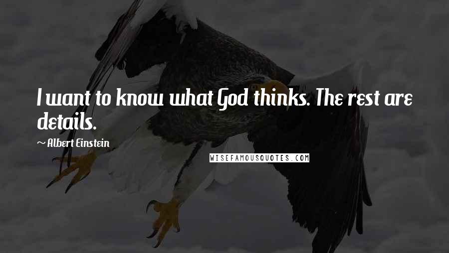 Albert Einstein Quotes: I want to know what God thinks. The rest are details.