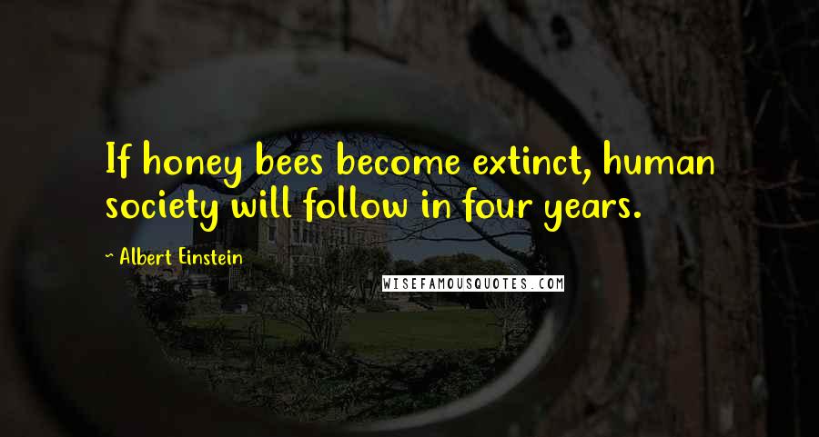 Albert Einstein Quotes: If honey bees become extinct, human society will follow in four years.