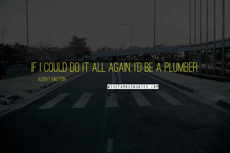 Albert Einstein Quotes: If I could do it all again, I'd be a plumber.