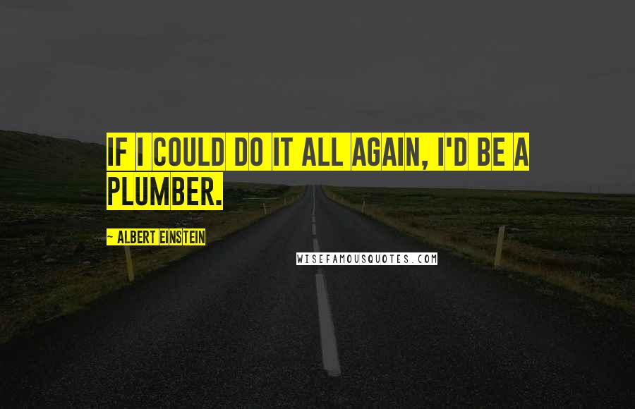 Albert Einstein Quotes: If I could do it all again, I'd be a plumber.