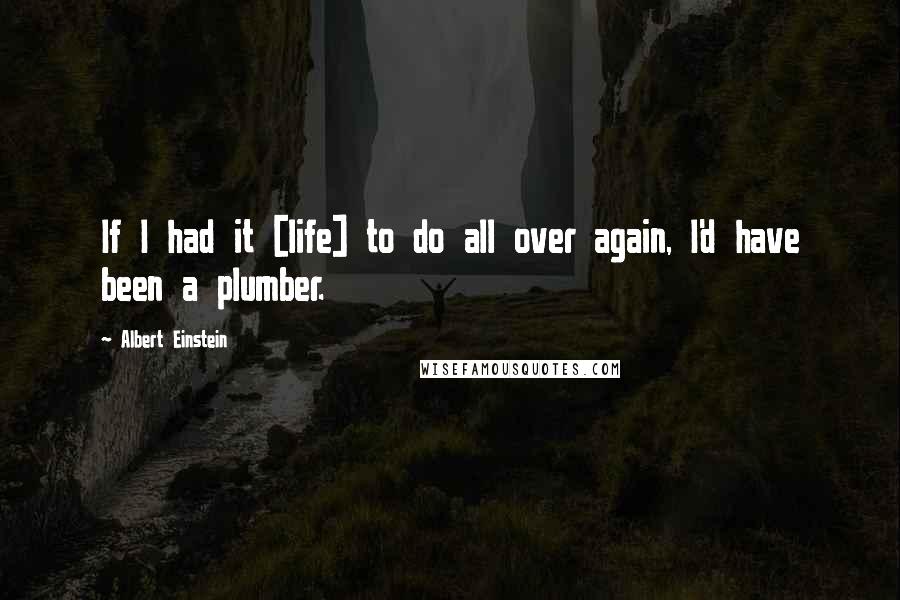 Albert Einstein Quotes: If I had it [life] to do all over again, I'd have been a plumber.