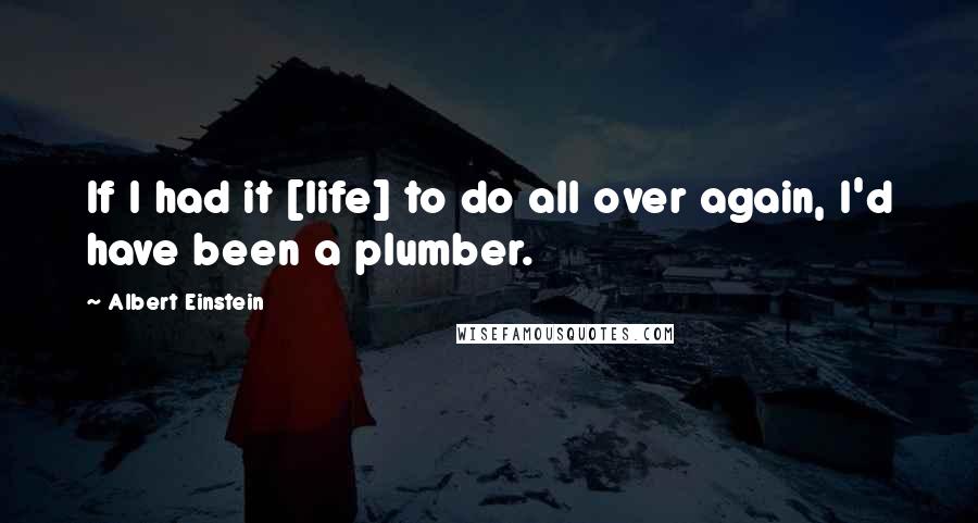 Albert Einstein Quotes: If I had it [life] to do all over again, I'd have been a plumber.