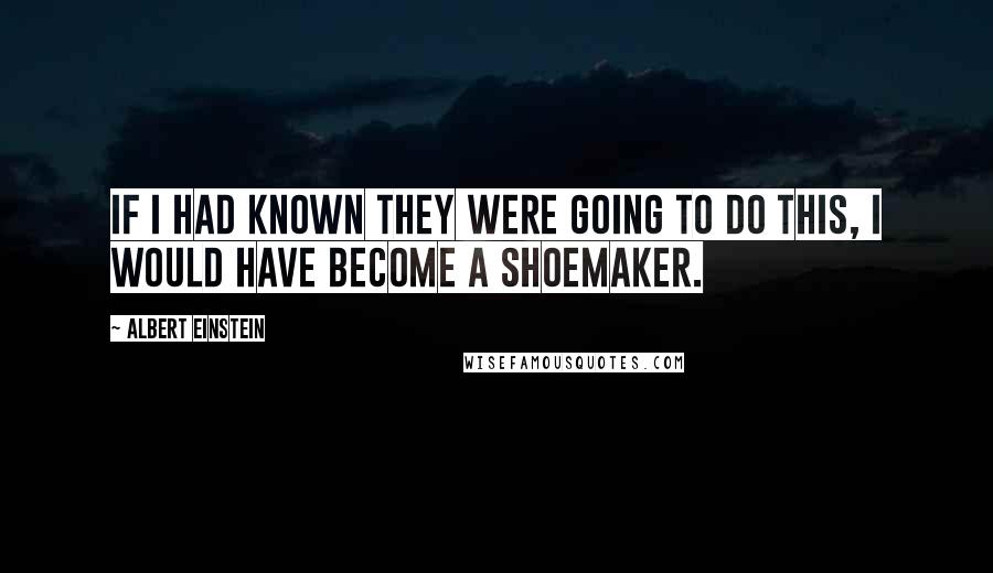 Albert Einstein Quotes: If I had known they were going to do this, I would have become a shoemaker.