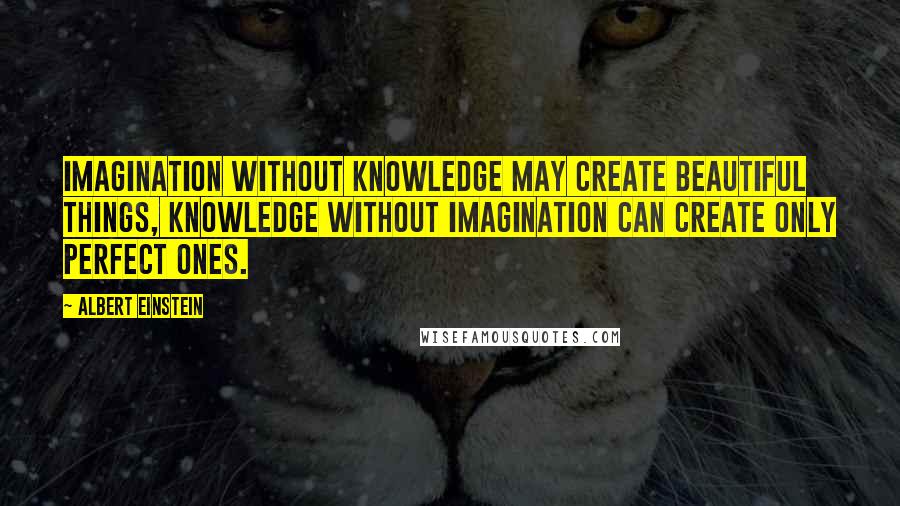 Albert Einstein Quotes: Imagination without knowledge may create beautiful things, knowledge without imagination can create only perfect ones.