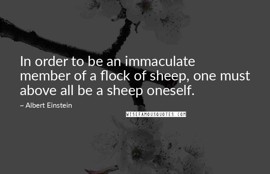 Albert Einstein Quotes: In order to be an immaculate member of a flock of sheep, one must above all be a sheep oneself.