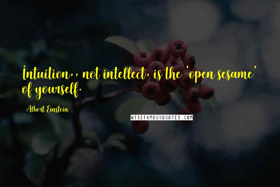 Albert Einstein Quotes: Intuition,, not intellect, is the 'open sesame' of yourself.