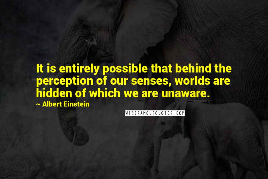 Albert Einstein Quotes: It is entirely possible that behind the perception of our senses, worlds are hidden of which we are unaware.