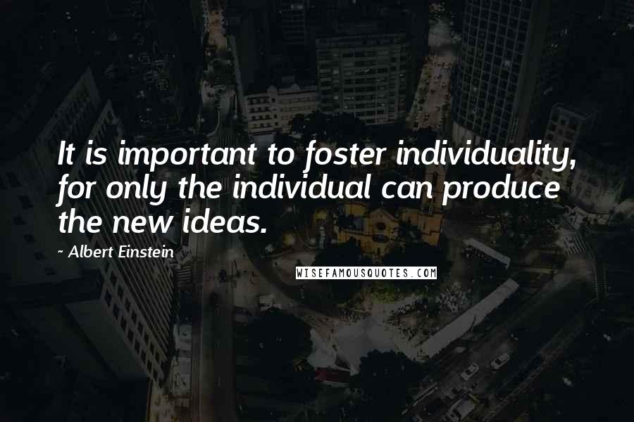 Albert Einstein Quotes: It is important to foster individuality, for only the individual can produce the new ideas.