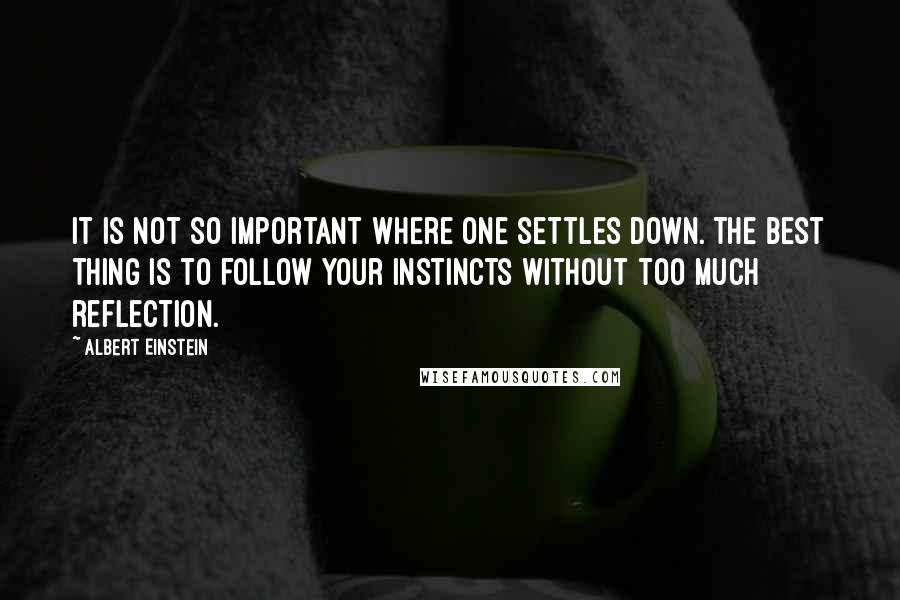 Albert Einstein Quotes: It is not so important where one settles down. The best thing is to follow your instincts without too much reflection.