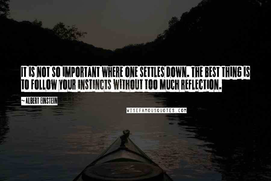 Albert Einstein Quotes: It is not so important where one settles down. The best thing is to follow your instincts without too much reflection.