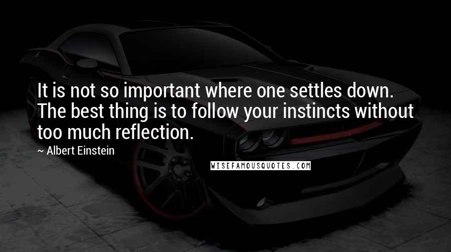 Albert Einstein Quotes: It is not so important where one settles down. The best thing is to follow your instincts without too much reflection.