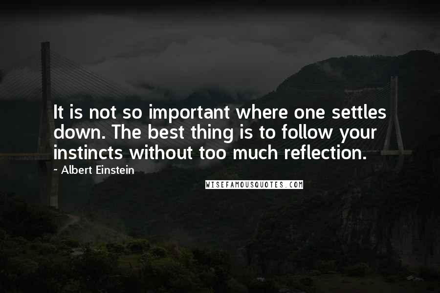 Albert Einstein Quotes: It is not so important where one settles down. The best thing is to follow your instincts without too much reflection.