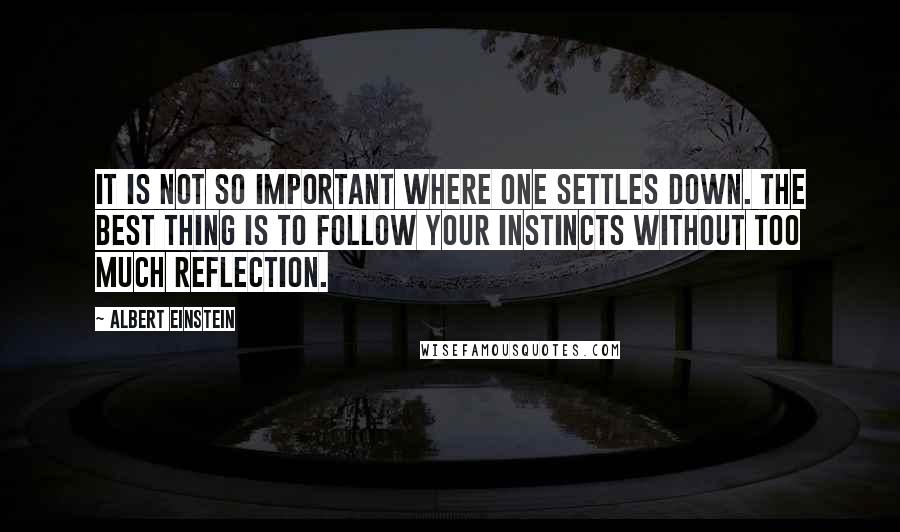 Albert Einstein Quotes: It is not so important where one settles down. The best thing is to follow your instincts without too much reflection.