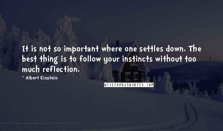 Albert Einstein Quotes: It is not so important where one settles down. The best thing is to follow your instincts without too much reflection.