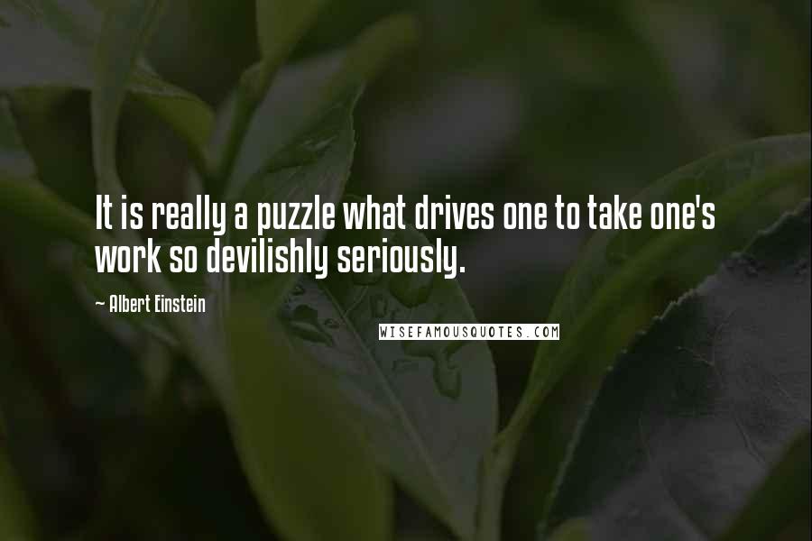 Albert Einstein Quotes: It is really a puzzle what drives one to take one's work so devilishly seriously.