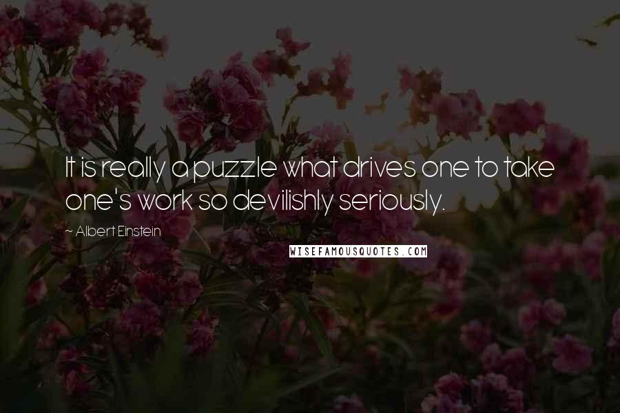 Albert Einstein Quotes: It is really a puzzle what drives one to take one's work so devilishly seriously.