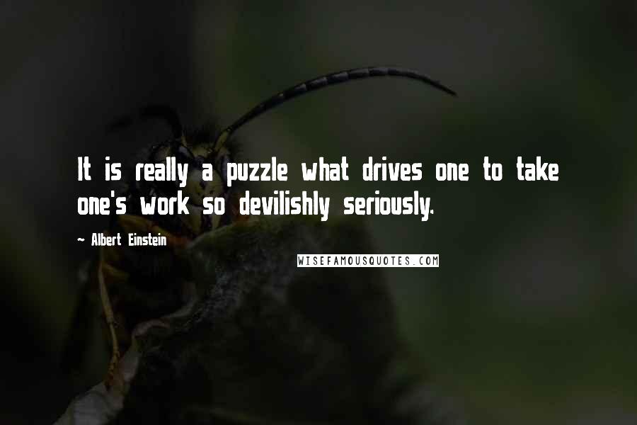 Albert Einstein Quotes: It is really a puzzle what drives one to take one's work so devilishly seriously.
