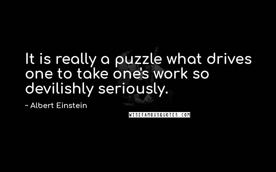 Albert Einstein Quotes: It is really a puzzle what drives one to take one's work so devilishly seriously.