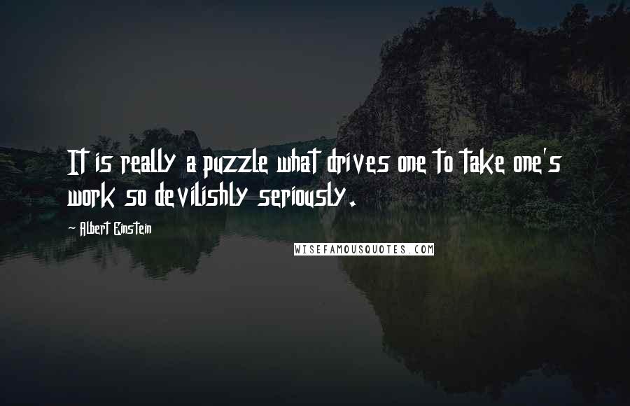 Albert Einstein Quotes: It is really a puzzle what drives one to take one's work so devilishly seriously.