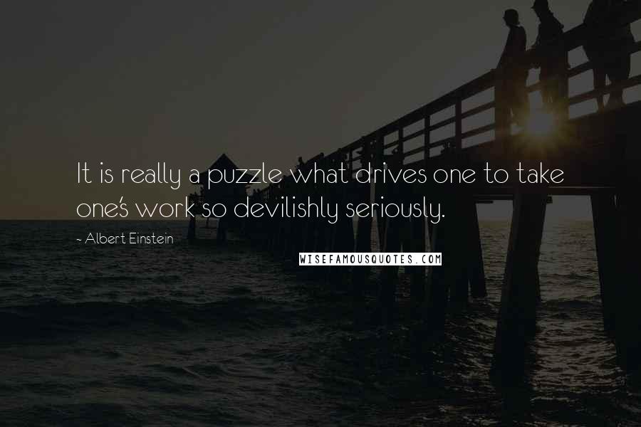 Albert Einstein Quotes: It is really a puzzle what drives one to take one's work so devilishly seriously.