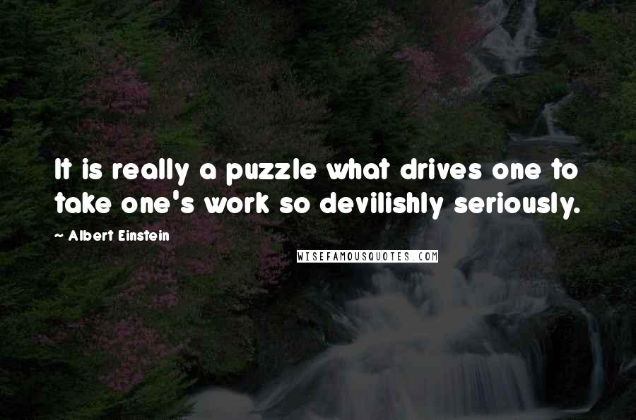 Albert Einstein Quotes: It is really a puzzle what drives one to take one's work so devilishly seriously.